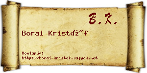 Borai Kristóf névjegykártya